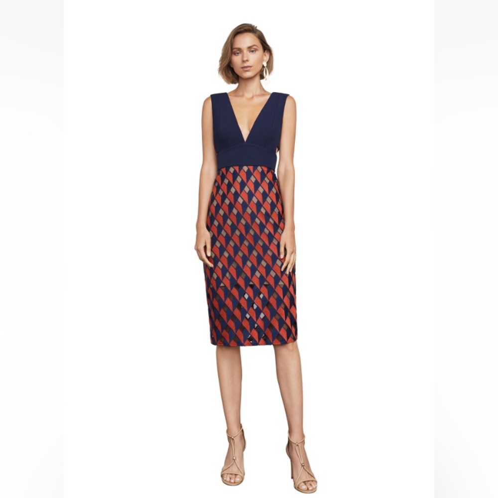 Bcbgmaxazria Rosalina Size 10 Dress Navy Blue Red Dress Womens Nwt Bcbg